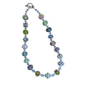 Handmade Lampwork Glass Round Beads One of a Kind Unique Colorful Necklace 18"